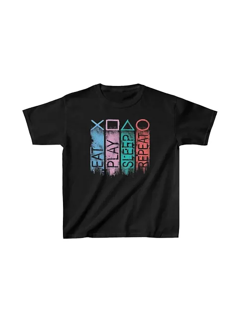Unisex Çocuk Baskılı T-shirt - Siyah