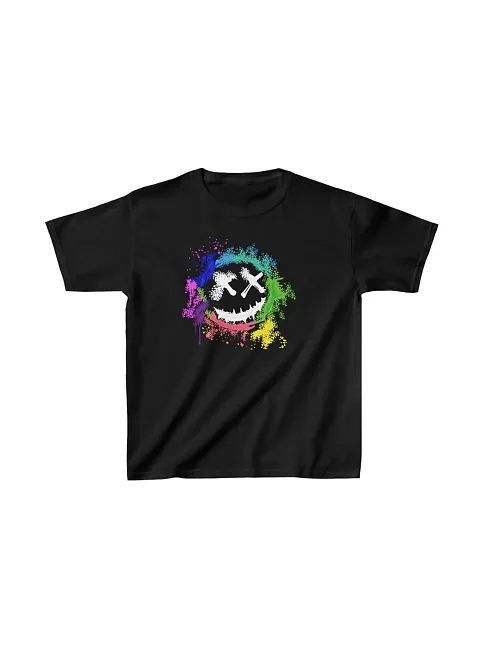 Unisex Çocuk Baskılı T-shirt - Siyah