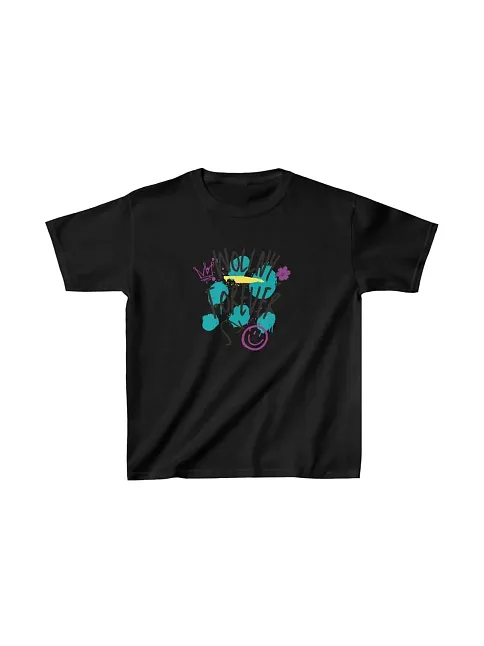 Unisex Çocuk Baskılı T-shirt - Siyah