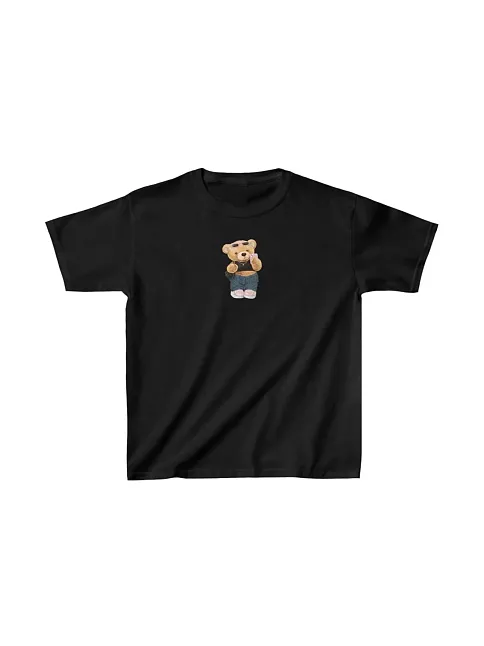 Unisex Çocuk Baskılı T-shirt - Siyah
