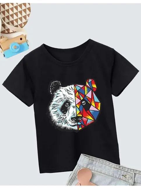 Unisex Çocuk Baskılı T-shirt - Siyah