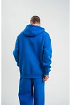 Erkek 3 İplik Oversize Kapşonlu Basic Sweatshirt Hoodie - Mavi