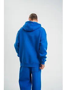 Erkek 3 İplik Oversize Kapşonlu Basic Sweatshirt Hoodie - Mavi