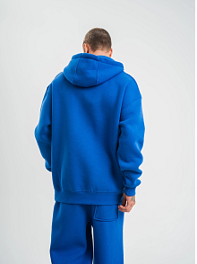 Erkek 3 İplik Oversize Kapşonlu Basic Sweatshirt Hoodie - Mavi