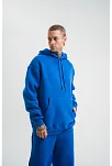 Erkek 3 İplik Oversize Kapşonlu Basic Sweatshirt Hoodie - Mavi