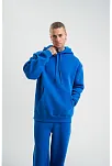 Erkek 3 İplik Oversize Kapşonlu Basic Sweatshirt Hoodie - Mavi