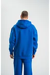 Erkek 3 İplik Oversize Kapşonlu Basic Sweatshirt Hoodie - Mavi