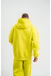 Erkek 3 İplik Pamuklu Oversize Kapşonlu Sweatshirt Hoodie - Sarı