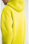 Erkek 3 İplik Pamuklu Oversize Kapşonlu Sweatshirt Hoodie - Sarı