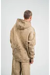 Erkek 3 İplik Pamuklu Oversize Kapüşonlu Yıkamalı Hoodie Sweatshirt - Bej