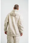 Erkek  3 İplik Pamuklu Oversize Kapşonlu Yıkamalı Sweatshirt Hoodie - Krem
