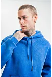 Erkek 3 İplik Pamuklu Oversize Kapüşonlu Yıkamalı Hoodie Sweatshirt - Mavi