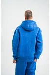 Erkek 3 İplik Pamuklu Oversize Kapüşonlu Yıkamalı Hoodie Sweatshirt - Mavi
