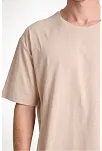 Erkek Düz Tişört Bisikilet Yaka Kısa Kol Oversize T-shirt - Bej