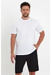 Erkek Düz T-shirt Kısa Kol Bisiklet Yaka Regular Fit Rahat Kalıp Günlük Tişört - Beyaz