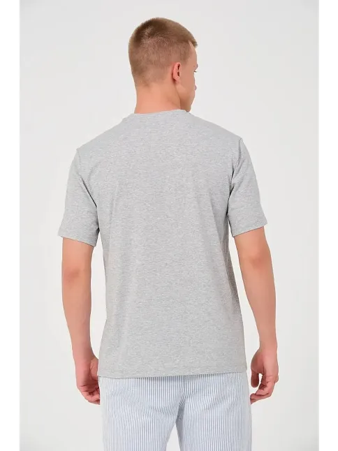 Erkek Düz T-shirt Kısa Kol Bisiklet Yaka Regular Fit Rahat Kalıp Günlük Tişört - Gri