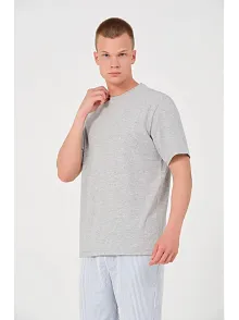 Erkek Düz T-shirt Kısa Kol Bisiklet Yaka Regular Fit Rahat Kalıp Günlük Tişört - Gri
