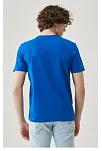 Erkek Tişört Kısa Kol Düz Bisikilet Yaka Oversize T-shirt - Mavi