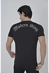 Erkek Göğüs File Aksesuarlı T-shirt - Siyah