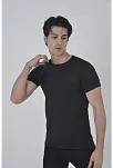 Erkek Göğüs File Aksesuarlı T-shirt - Siyah