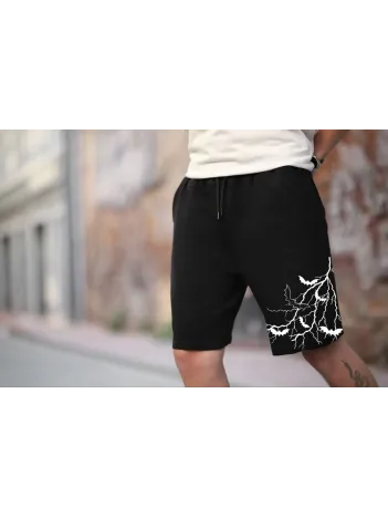 Erkek İki İplik Baskılı Şort - Siyah Erkek İki İplik Baskılı Şort - Siyah