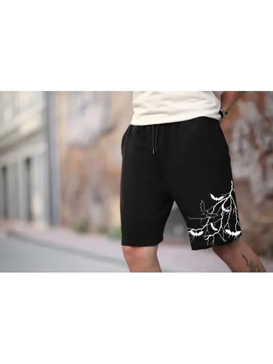 Erkek İki İplik Baskılı Şort - Siyah Erkek İki İplik Baskılı Şort - Siyah