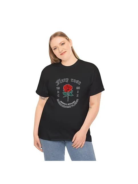 Kadın Bisiklet Yaka Baskılı  Kısa Kol T-shirt - Siyah