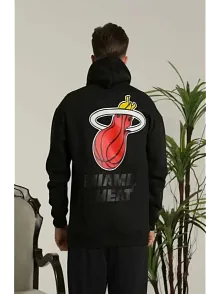 Erkek 3 İplik Pamuklu Kapüşonlu Baskılı Cepli Oversize Sweatshirt Hoodie - Siyah