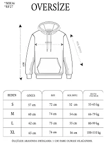 Erkek 3 İplik Pamuklu Oversize Kapüşonlu Nakışlı Hoodie Sweatshirt - Siyah