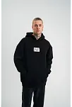 Erkek 3 İplik Pamuklu Kapüşonlu Patchli Nakışlı Hoodie Sweatshirt - Siyah