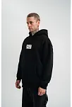 Erkek 3 İplik Pamuklu Kapüşonlu Patchli Nakışlı Hoodie Sweatshirt - Siyah