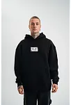 Erkek 3 İplik Pamuklu Kapüşonlu Patchli Nakışlı Hoodie Sweatshirt - Siyah