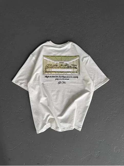 Kadın Baskılı T-shirt Kısa Kol Bisiklet Yaka Oversize Rahat Kalıp Günlük Tişört - Beyaz