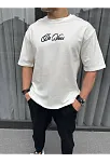 Erkek Baskılı T-shirt Kısa Kol Bisiklet Yaka Regular Fit Rahat Kalıp Günlük Tişört - Beyaz
