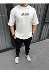 Erkek Baskılı T-shirt Kısa Kol Bisiklet Yaka Regular Fit Rahat Kalıp Günlük Tişört - Beyaz