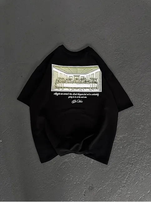 Erkek Baskılı T-shirt Kısa Kol Bisiklet Yaka Regular Fit Rahat Kalıp Günlük Tişört - Siyah