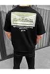 Erkek Baskılı T-shirt Kısa Kol Bisiklet Yaka Regular Fit Rahat Kalıp Günlük Tişört - Siyah