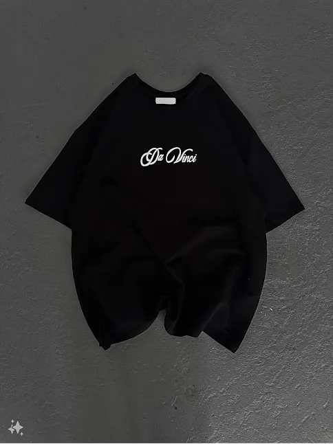 Kadın Baskılı T-shirt Kısa Kol Bisiklet Yaka Oversize Rahat Kalıp Günlük Tişört - Siyah
