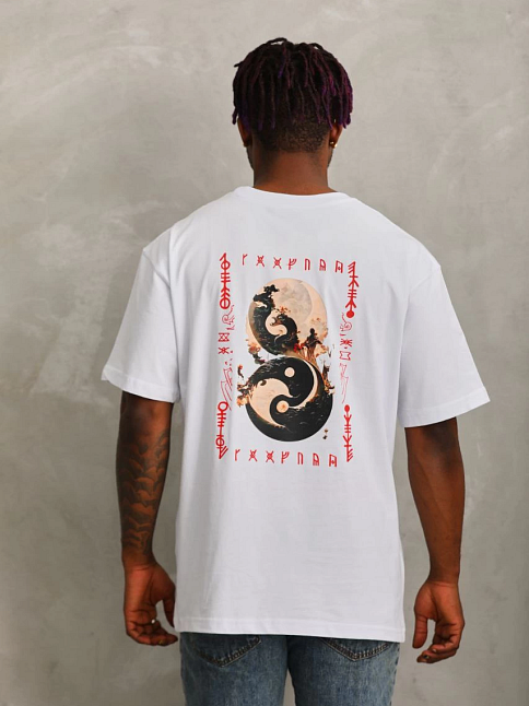 Erkek Baskılı T-shirt Kısa Kol Bisiklet Yaka Regular Fit Rahat Kalıp Günlük Tişört - Beyaz