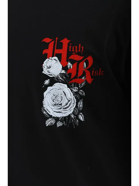 Erkek Baskılı T-shirt Kısa Kol Bisiklet Yaka Rahat Kalıp Tişört  - Siyah