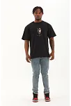 Erkek Baskılı T-shirt Kısa Kol Bisiklet Yaka Regular Fit Rahat Kalıp Günlük Tişört - Siyah