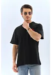Erkek Baskılı T-shirt Kısa Kol Bisiklet Yaka Rahat Kalıp Tişört  - Siyah