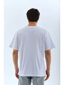 Erkek Düz Yazlık Kısa Kol Tişört Bisiklet Yaka Oversize T-shirt - Beyaz
