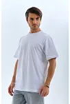 Erkek Düz Yazlık Kısa Kol Tişört Bisiklet Yaka Oversize T-shirt - Beyaz