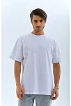 Erkek Düz Yazlık Kısa Kol Tişört Bisiklet Yaka Oversize T-shirt - Beyaz