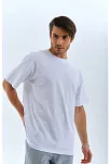 Erkek Düz Yazlık Kısa Kol Tişört Bisiklet Yaka Oversize T-shirt - Beyaz