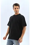 Erkek Düz Yazlık Kısa Kol Tişört Bisiklet Yaka Oversize T-shirt - Siyah
