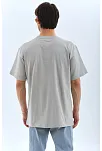 Erkek Tişört Taş Detaylı Bisiklet Yaka  Kısa Kol T-shirt - Gri