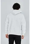 Erkek 3 İplik Pamuklu Kapüşonlu Tam Fermuarlı Cepli Hoodie Sweatshirt - Beyaz