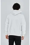 Erkek 3 İplik Pamuklu Kapüşonlu Tam Fermuarlı Cepli Hoodie Sweatshirt - Beyaz